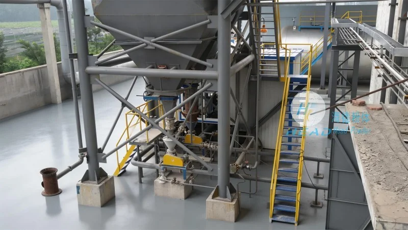 Pó de magnésio com circulação de nitrogênio e transporte pneumático